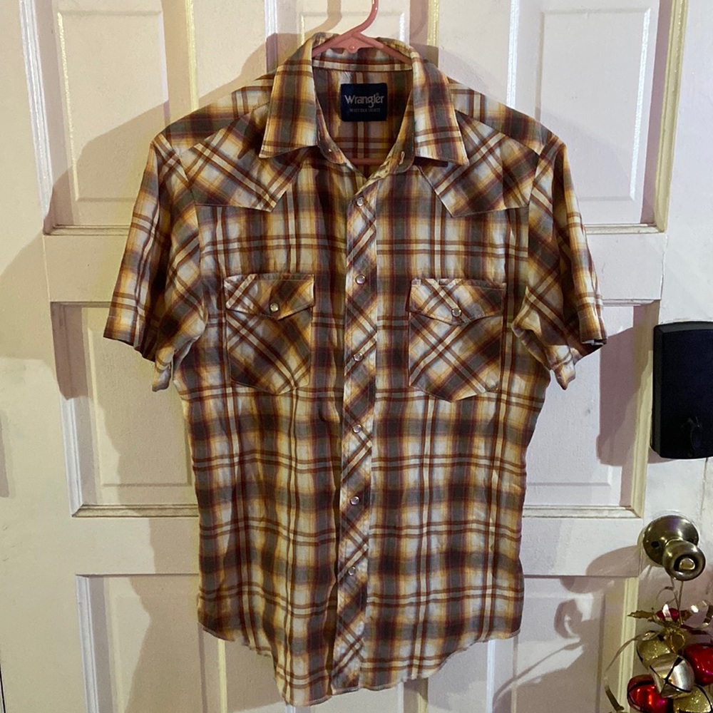 Wrangler short sleeve plaid Western shirt